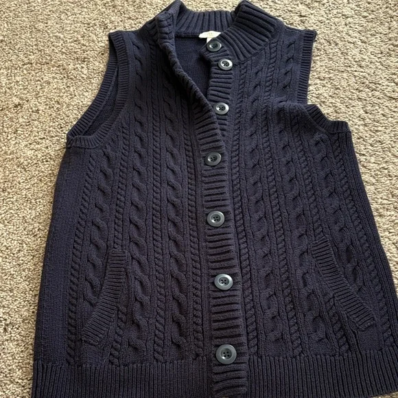 Talbots navy Cable Knit Vest - Picture 5 of 9